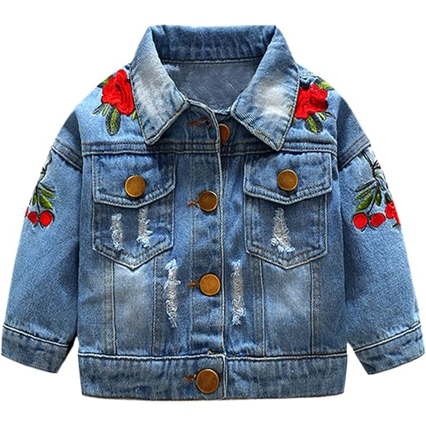 Amazon.com: Top and Top Baby Girls Denim Jacket Rose Flower